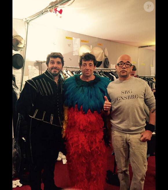 Patrick Fiori, Patrick Bruel et Pascal Obispo dans les coulisses de l'Arena à Montpellier pour le concert des Enfoirés. Janvier 2015.