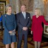 Le roi Willem-Alexander et la reine Maxima des Pays-Bas reçus par Helle Thorning-Schmidt, Premier ministre du Danemark, au palais de Christiansborg à Copenhague, 17 mars 2015.