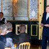 La reine Margrethe II de Danemark donnait le 17 mars 2015 au palais de Christiansborg un dîner en l'honneur de la visite officielle du roi Willem-Alexander et de la reine Maxima des Pays-Bas, auquel ont pris part le prince Frederik et la princesse Mary, le prince Joachim et la princesse Marie, ainsi que la princesse Benedikte et le prince Richard.