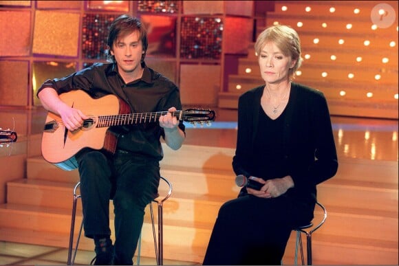 Françoise Hardy et Thomas Dutronc sur l'enregistrement de l'émission Vivement Dimanche, le 11 janvier 2001 à Paris