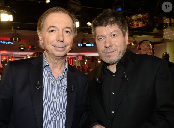 Chevallier et Laspalès participent à l'enregistrement de l'émission Vivement Dimanche à Paris, le 18 mars 2015 (diffusion le dimanche 22 mars).