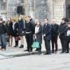 La famille d'Alexis Vastine, son père Alain, sa mère Sylvie, sa soeur Cassie et son frère Adriani lors de ses obsèques en l'église Saint-Ouen de Pont-Audemer le 25 mars 2015