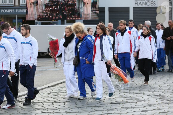 Les membres de l'Insep et de l'équipe de France de boxe étaient venus rendre un dernier hommages à Alexis Vastine lors de ses obsèques en l'église Saint-Ouen à Pont-Audemer le 25 mars 2015