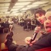 Mark Salling et Darren Criss lors d'une convention Glee à Paris, le 21 mars 2015