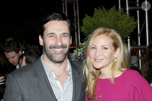 Jon Hamm et Jennifer Westfeldt à New York, le 5 janvier 2015.