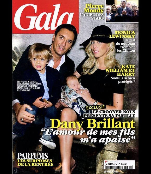 Dany Brillant, sa femme Nathalie et ses deux fils Lino et Dean en Une du magazine Gala - septembre 2012.