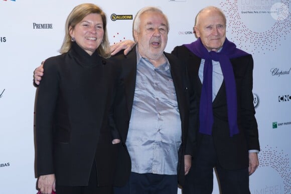 Paul Rassam, Jérôme Seydoux et sa femme Sophie - Inauguration de l'exposition "Lumière! Le cinéma inventé!" au Grand Palais à Paris, le 26 mars 2015.