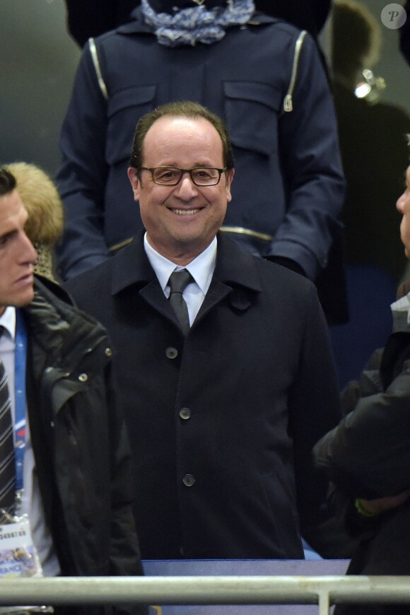 François Hollande lors du match entre la France et le Brésil au Stade de France le 26 mars 2015