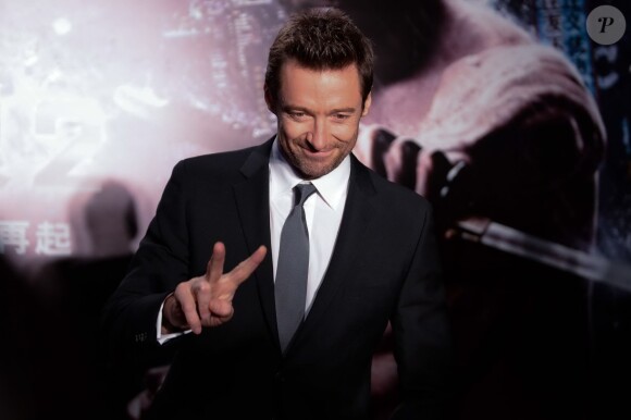 Hugh Jackman lors d'une conférence de presse a l'occasion de la sortie de son film "Wolverine" à Beijing le 15 octobre 2013