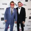 Elton John avec son mari David Furnish -lors de la soirée "Elton John AIDS Foundation Oscar Party" à West Hollywood, le 22 février 2015