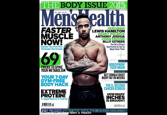 Lewis Hamilton en couverture du magazine Men's Health - avril 2015