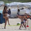 Boris Becker, sa femme Lilly Becker (Kerssenberg) et leur fils Amadeus (4 ans) profitent d'une journée à la plage à Miami, le 3 avril 2015.