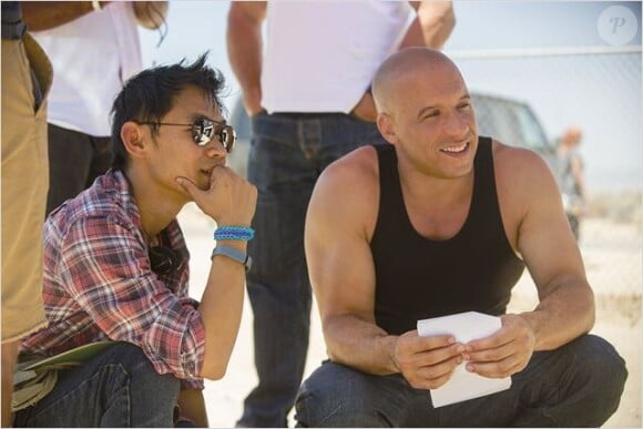 James Wan et Vin Diesel sur le tournage de Furious 7.