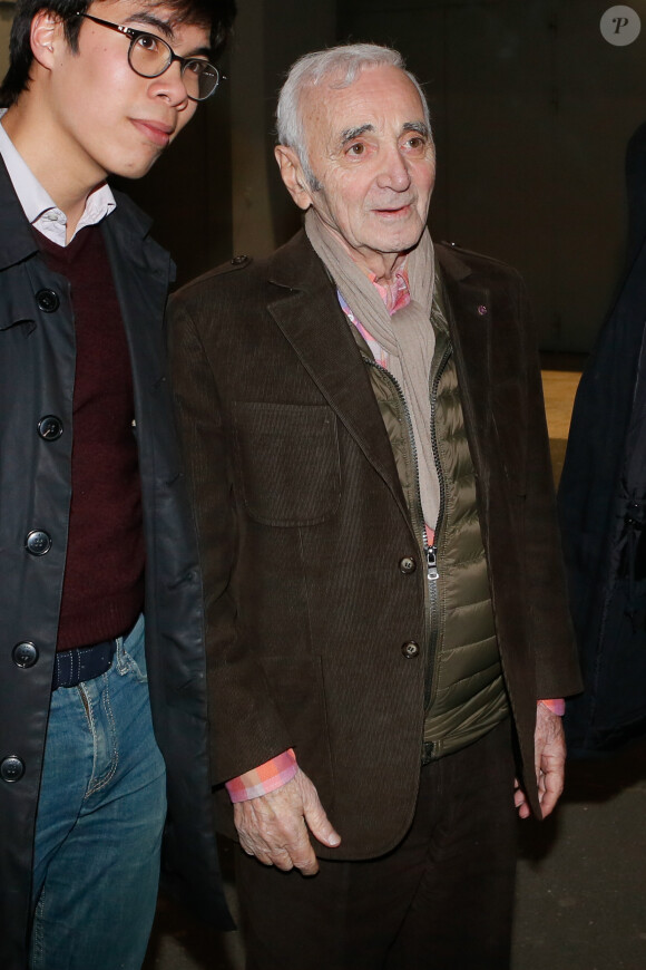 Exclusif - Charles Aznavour au concert de Julien Clerc au palais des sports à Paris le 17 mars 2015.