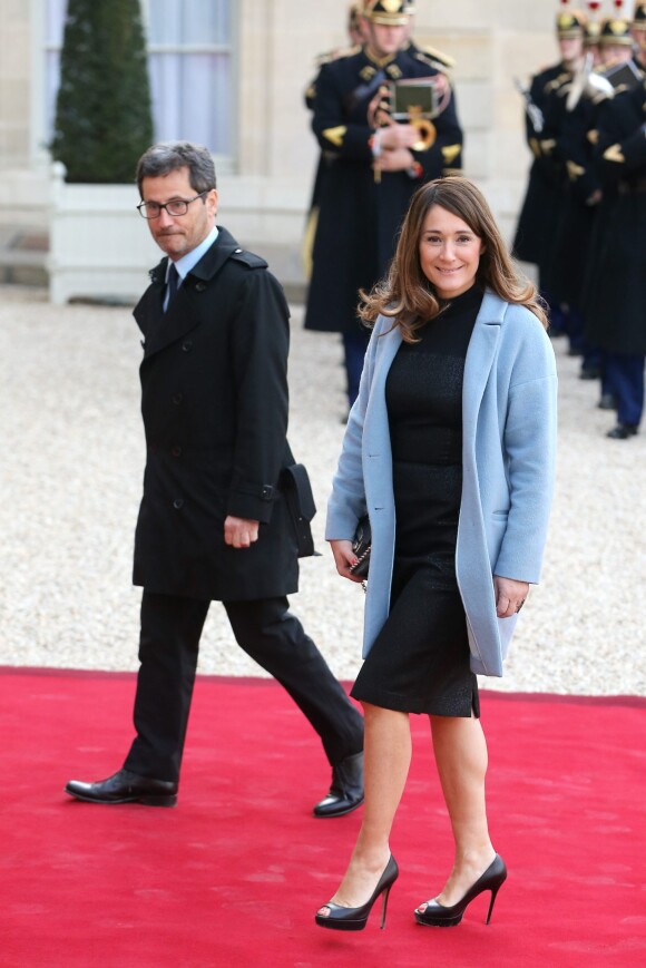 Daniela Lumbroso et son mari Eric Ghebali - Dîner d'Etat au Palais de l'Elysée en l'honneur du président tunisien Beji Caïd Essebsi à Paris le 7 avril 2015.