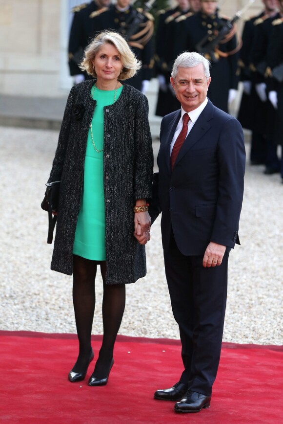 Claude Bartolone et sa femme Véronique Ragusa - Dîner d'Etat au Palais de l'Elysée en l'honneur du président tunisien Beji Caïd Essebsi à Paris le 7 avril 2015.