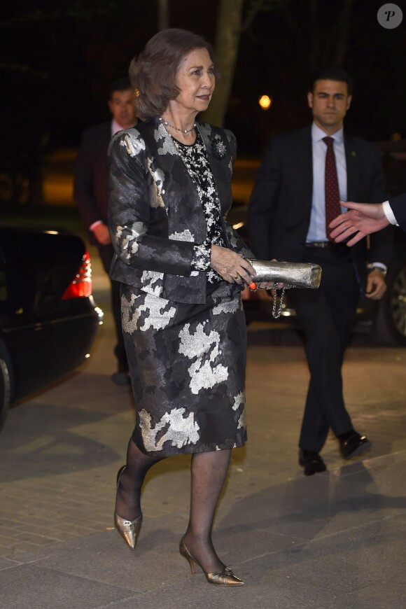 La reine Sofia d'Espagne adressait ses condoléances à la famille du prince Kardam de Bulgarie le 7 avril 2015 après sa mort, à l'hôpital universitaire Sanchinarro à Madrid.