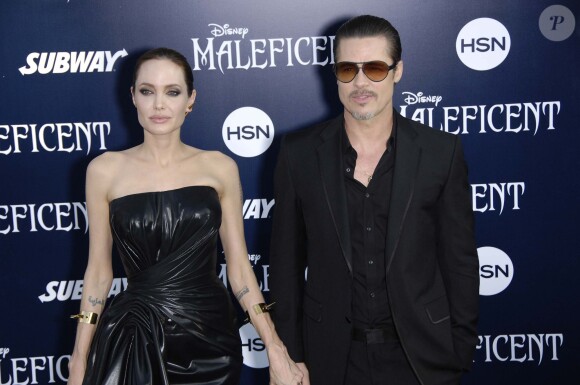 Angelina Jolie et Brad Pitt - Première du film Maléfique à Los Angeles, le 29 mai 2014. 