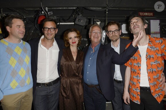 Guillaume de Tonquédec, Lysiane Meis, Bernard Murat et Eric Elmosnino - 200e de la pièce "Un dîner d'adieu" au théâtre Édouard VII à Paris le 14 avril 2015.