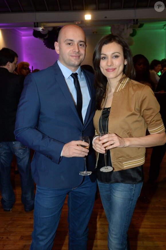 Marie-Ange Casalta et son mari Romuald Boulanger lors de la soirée Nicolas Feuillatte à l'Atelier Richelieu à Paris, le 15 avril 2015