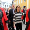 La princesse Marie de Danemark était le 18 avril 2015 en visite avec son mari le prince Joachim à Aalborg.
