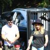 Hilary Duff (chaussures Isabel Marant modèle Dicker) et son mari Mike Comrie emmènent leur fils Luca à une fête d'Halloween à Los Angeles, le 18 octobre 2014