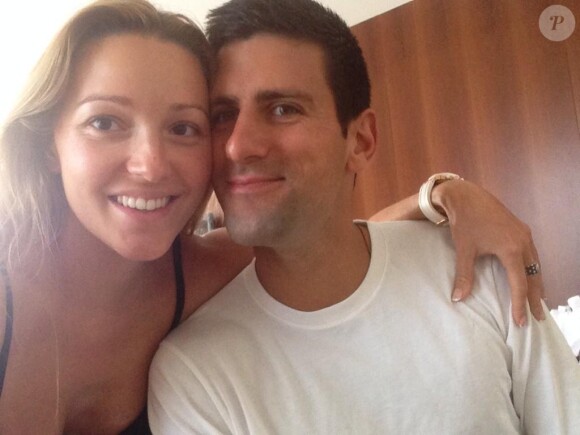 Novak Djokovic avec sa belle Jelena Ristic, le 22 juillet 2014, photo publiée sur le compte Twitter de Novak Djokovic