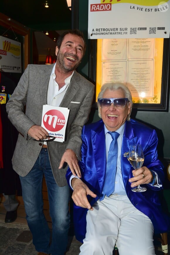 Bernard Montiel et Michou - La République de Montmartre célèbre Radio Montmartre au restaurant La Bonne Franquette à Paris, le 22 avril 2015.