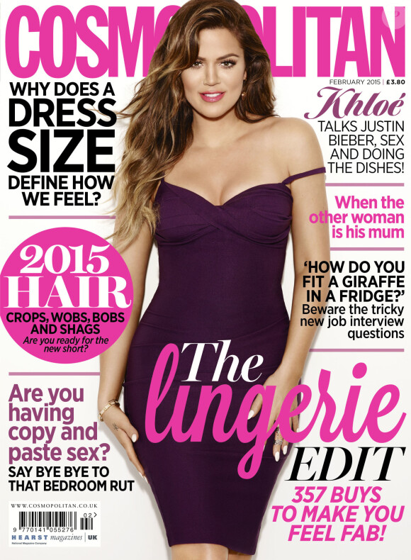 Khloé Kardashian en couverture de l'édition britannique de Cosmopolitan. Numéro de février 2015.