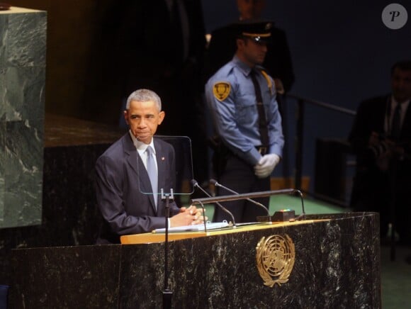 Le président américain Barack Obama fait son discours lors de la 69ème Assemblée générale des Nations Unies à New York, le 24 septembre 2014.