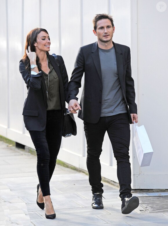 Frank Lampard et sa fiancée Christine Bleakley à Londres, le 23 octobre 2013. 