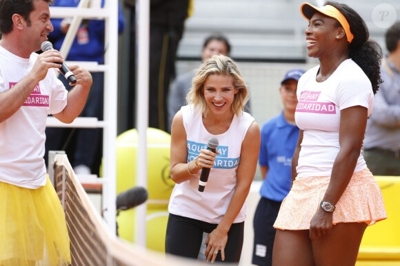 Arturo Valls, Elsa Pataky et Serena Williams jouent au tennis lors d'une journée caritative au Masters de Madrid, le 1er mai 2015 