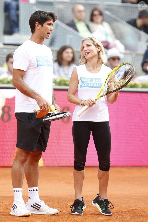 Elsa Pataky et Fernando Verdasco jouent au tennis lors d'une journée caritative au Masters de Madrid, le 1er mai 2015 