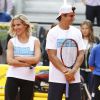 Elsa Pataky et Fernando Verdasco jouent au tennis lors d'une journée caritative au Masters de Madrid, le 1er mai 2015 