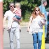 Exclusif - Amy Adams est allée déjeuner avec son fiancé Darren Le Gallo et sa fille Aviana à Studio City, le 3 octobre 2014