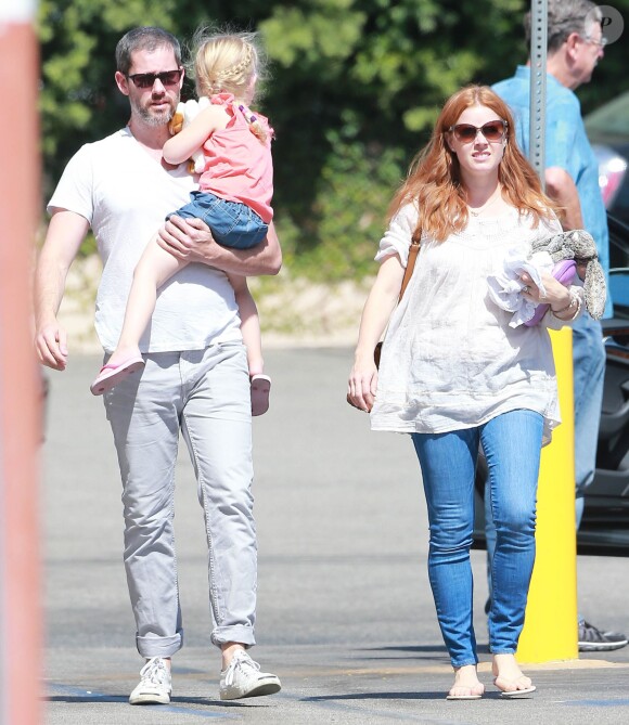 Exclusif - Amy Adams est allée déjeuner avec son fiancé Darren Le Gallo et sa fille Aviana à Studio City, le 3 octobre 2014