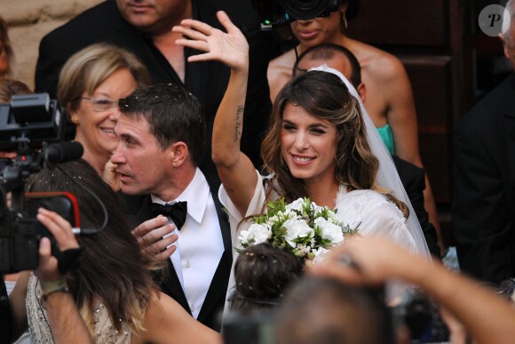 Elisabetta Canalis et Brian Perri à leur mariage, Sassari, Sardaigne, le 14 septembre 2014.