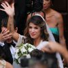 Elisabetta Canalis à la sortie de son mariage, Sassari, Sardaigne, le 14 septembre 2014.