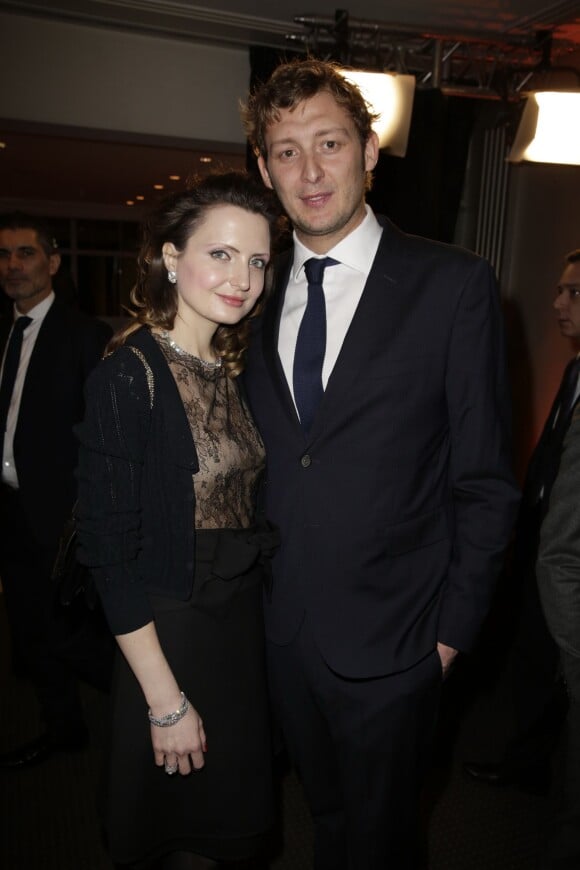 Exclusif - Amaury Leveaux et sa compagne Elizaveta, enceinte - Soirée de gala de la Fondation Paris Saint-Germain qui fête ses 15 ans au Pavillon Gabriel à Paris le 27 janvier 2015.