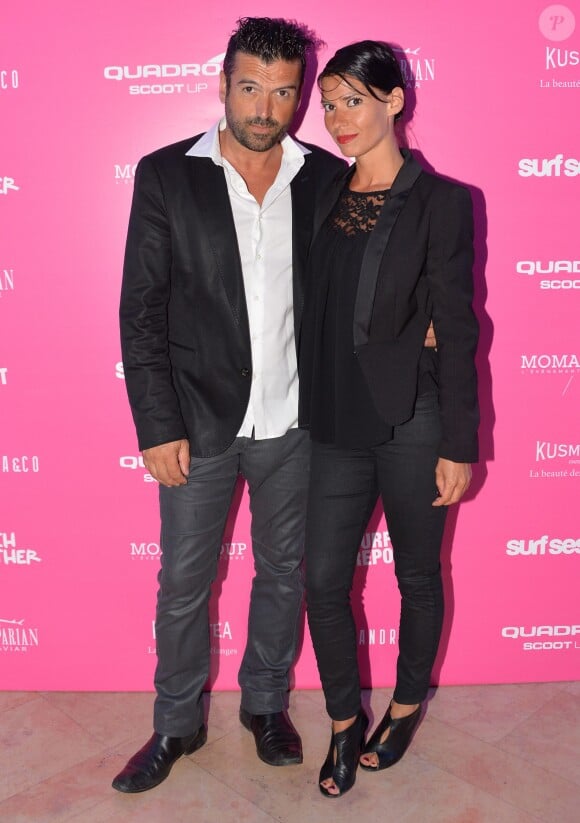 Exclusif - Jeff Domenech et sa compagne - Photocall du dîner de l'équipe du Grand Journal de Canal Plus à la suite Sandra and Co au 63 la Croisette, à l'occasion du 68ème festival international du film de Cannes. Le 12 mai 2015 