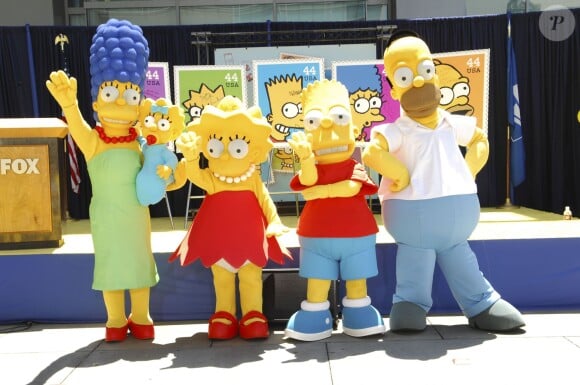 La famille Simpson lors du Simpsons Stamps Dedication Ceremony aux studios de la Fox à Los Angeles, le 7 mai 2009