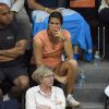 Amélie Mauresmo enceinte, en supportrice d'Andy Murray lors du Masters 1000 de Madrid le 7 mai 2015