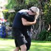 Jennie Garth et son fiancé David Abrams passent la journée au Golf de Calabasas, Los Angeles, le 26 avril 2015