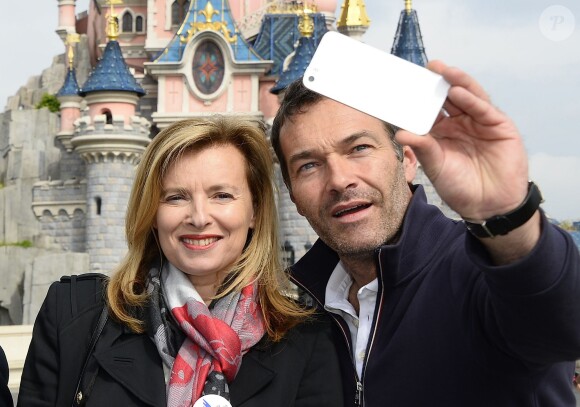 Valérie Trierweiler et Marc-Emmanuel - Lancement de la campagne "Vacances d'été 2015" du Secours Populaire à Disneyland Paris. Le 16 mai 2015