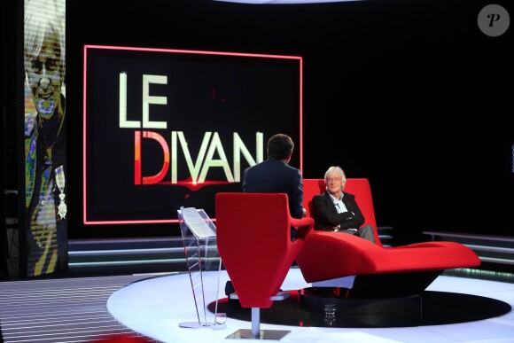 Exclusif - Marc-Olivier Fogiel et Dave, lors de l'enregistrement de l'émission Le Divan, le 4 mai 2015 (diffusée le 19 mai 2015, sur France 3).