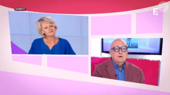 Jean-Luc Delarue insulté par Jean-Pierre Coffe. Sophie Davant mal à l'aise dans C'est au programme, sur France 2, le 19 mai 2015