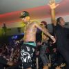 Chris Brown, Kid Red (cheveux rouges) et A$AP Rocky enflamment le VIP Room à Cannes. Le 21 mai 2015.