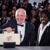 Jacques Audiard (Palme d'Or pour le film "Dheepan") avec l'acteur du film Jesuthasan Antonythasan - Photocall de la remise des palmes du 68e Festival du film de Cannes le 24 mai 2014