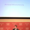 Arnaud Montebourg donne une conférence à l'Université de Princeton dans l'Etat du New Jersey le 23 février 2015.