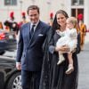 La princesse Madeleine de Suède, son mari Chris O'Neill et leur fille la princesse Leonore en visite au Vatican le 27 avril 2015. La petite famille, après un bref passage en Suède, va s'installer fin 2015 à Londres.